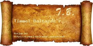 Timmel Baltazár névjegykártya